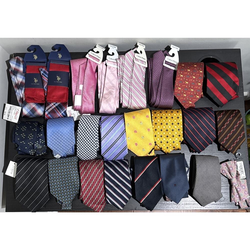 23 Mens Tie Lot Mixed Brands Silk & Polyester + 1 Bow tie New Used